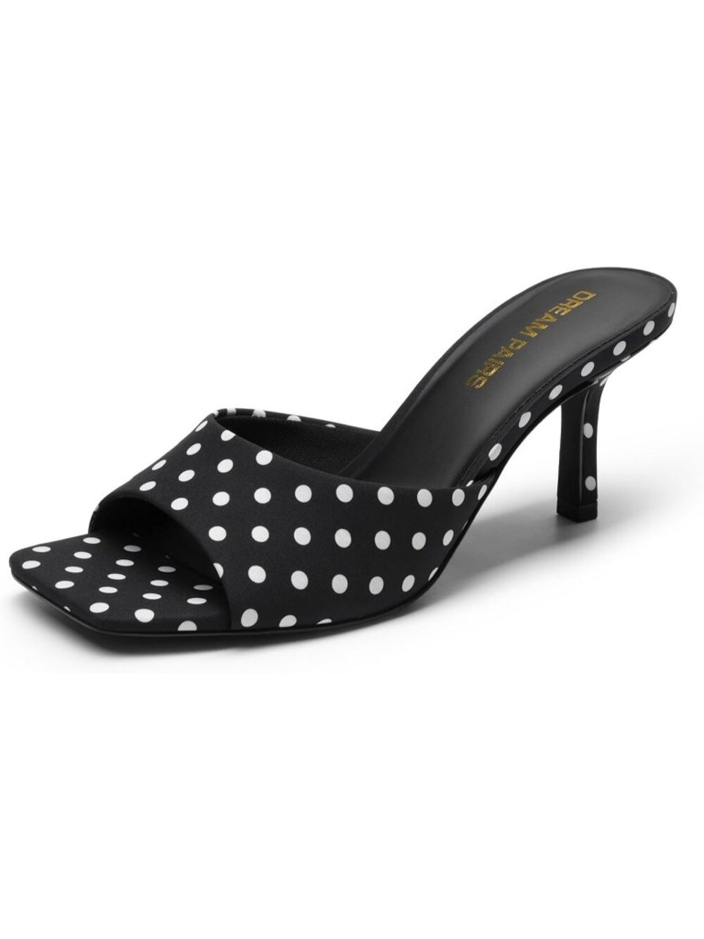 Women’s Polka Dot Summer Cushioned Comfort Square Toe Casual Kitten Mule Heels
